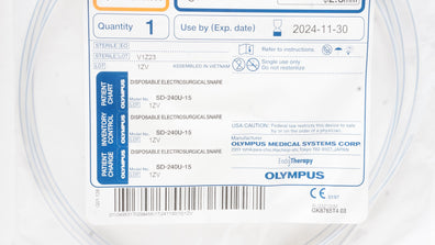 Olympus SD-240U-15 SnareMaster Soft Electrosurgical Snare 2300mm x 2.8mm